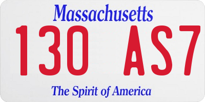 MA license plate 130AS7