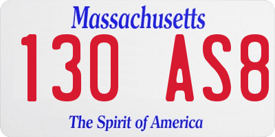 MA license plate 130AS8