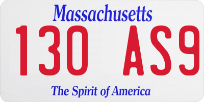 MA license plate 130AS9
