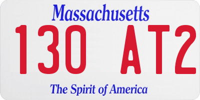 MA license plate 130AT2