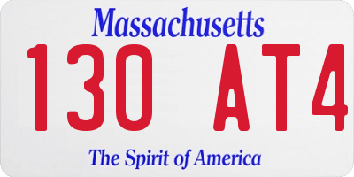 MA license plate 130AT4