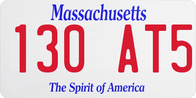 MA license plate 130AT5