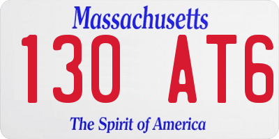 MA license plate 130AT6