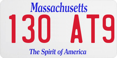 MA license plate 130AT9