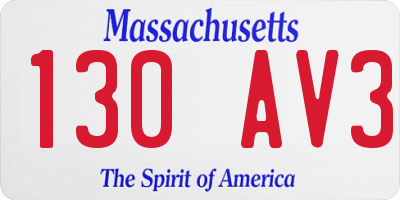 MA license plate 130AV3