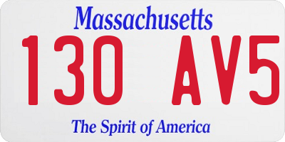 MA license plate 130AV5