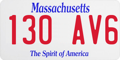 MA license plate 130AV6