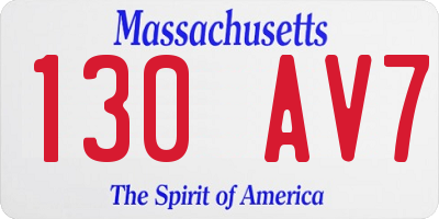 MA license plate 130AV7