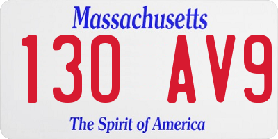 MA license plate 130AV9