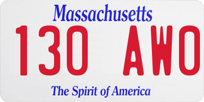 MA license plate 130AW0