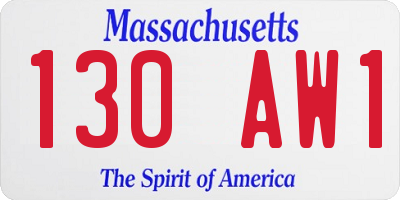 MA license plate 130AW1