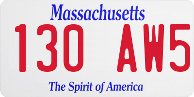 MA license plate 130AW5