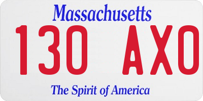 MA license plate 130AX0