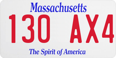 MA license plate 130AX4