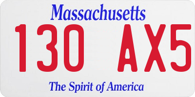 MA license plate 130AX5
