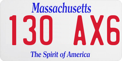 MA license plate 130AX6