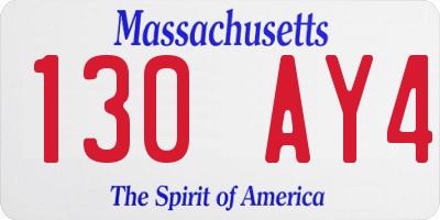 MA license plate 130AY4