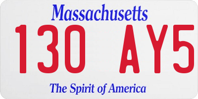 MA license plate 130AY5