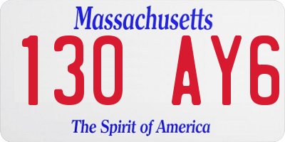 MA license plate 130AY6