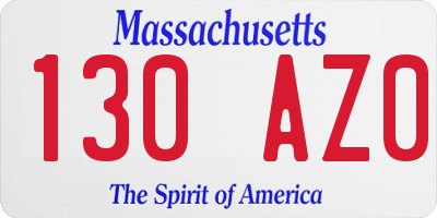 MA license plate 130AZ0