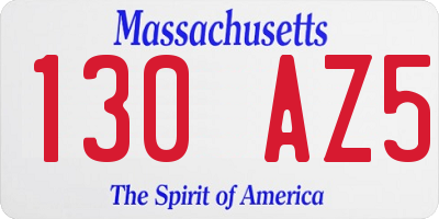 MA license plate 130AZ5