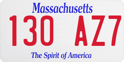 MA license plate 130AZ7