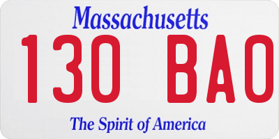 MA license plate 130BA0