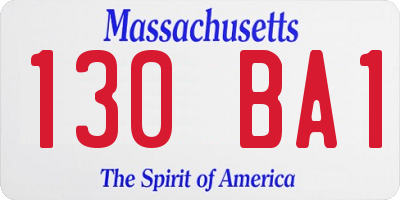 MA license plate 130BA1