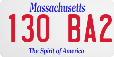 MA license plate 130BA2