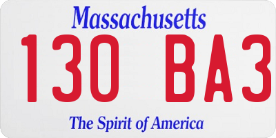 MA license plate 130BA3
