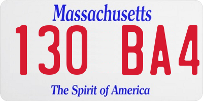 MA license plate 130BA4