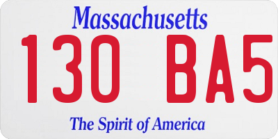 MA license plate 130BA5