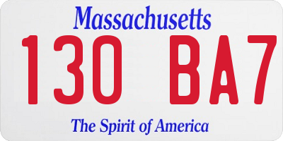 MA license plate 130BA7