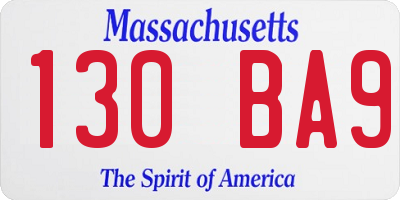 MA license plate 130BA9