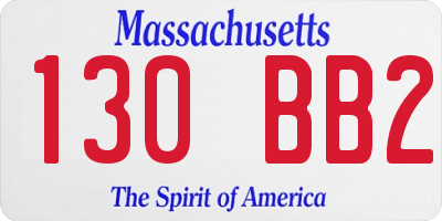 MA license plate 130BB2