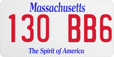MA license plate 130BB6