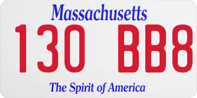 MA license plate 130BB8