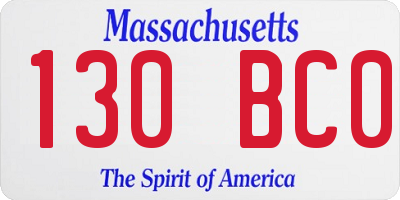 MA license plate 130BC0