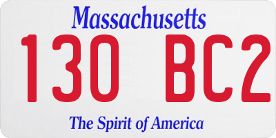 MA license plate 130BC2