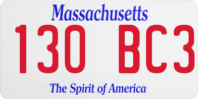 MA license plate 130BC3