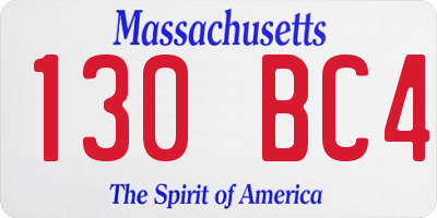 MA license plate 130BC4