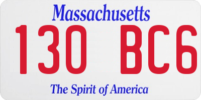 MA license plate 130BC6