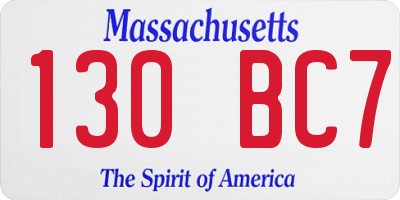 MA license plate 130BC7