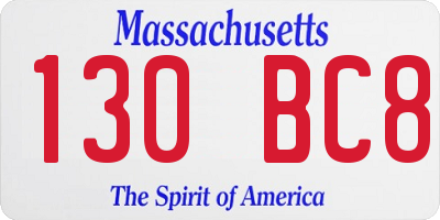 MA license plate 130BC8