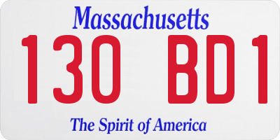 MA license plate 130BD1