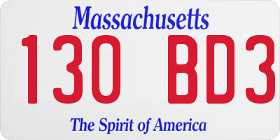 MA license plate 130BD3