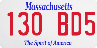 MA license plate 130BD5