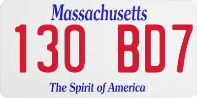 MA license plate 130BD7