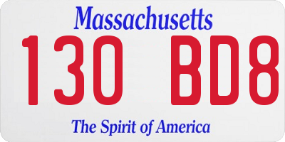 MA license plate 130BD8