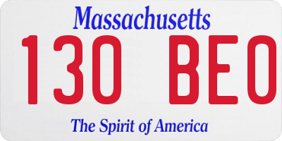 MA license plate 130BE0
